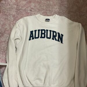 MV Sport White Crewneck Sweater with Navy Lettering